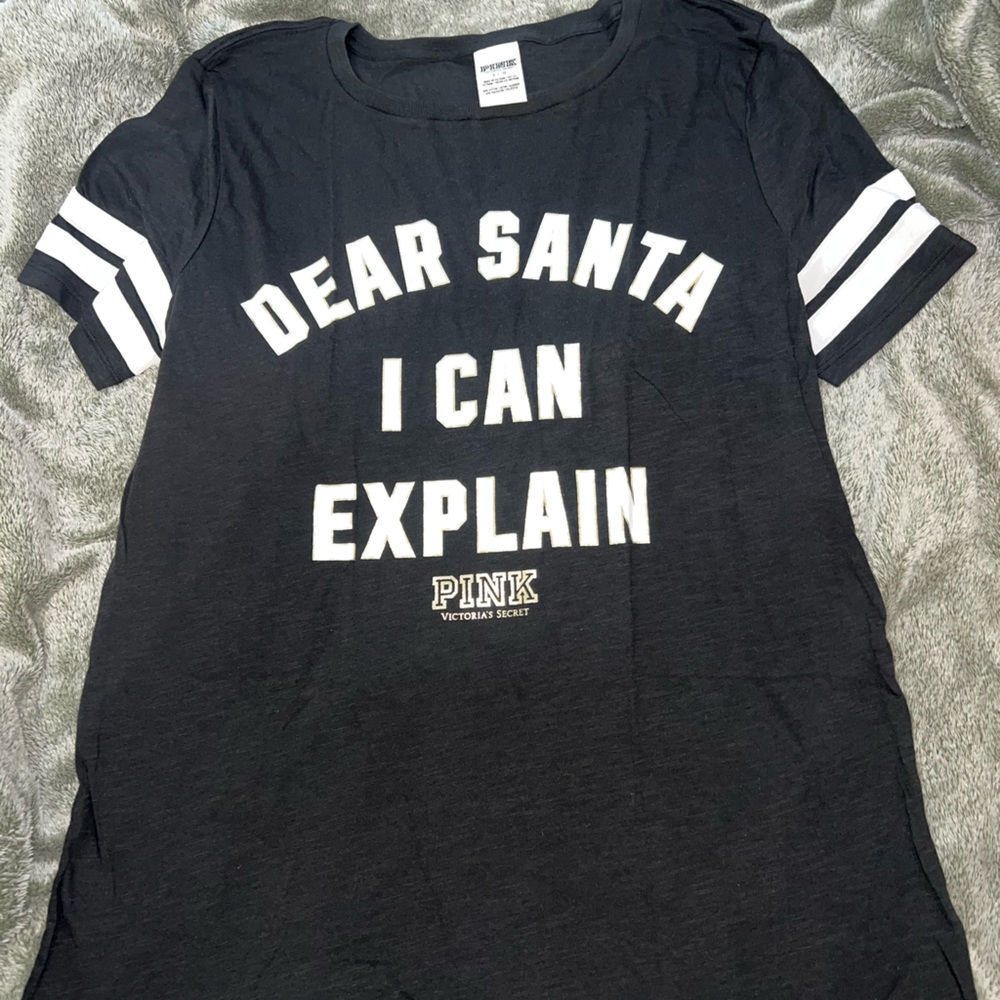Victoria's Secret PINK Black Tee with White Accents